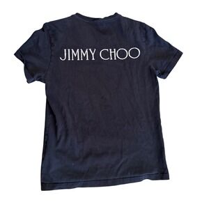 Jimmy Choo London womens Black gold Logo Graphic T-Shirt XS Short Sleeve Cotton